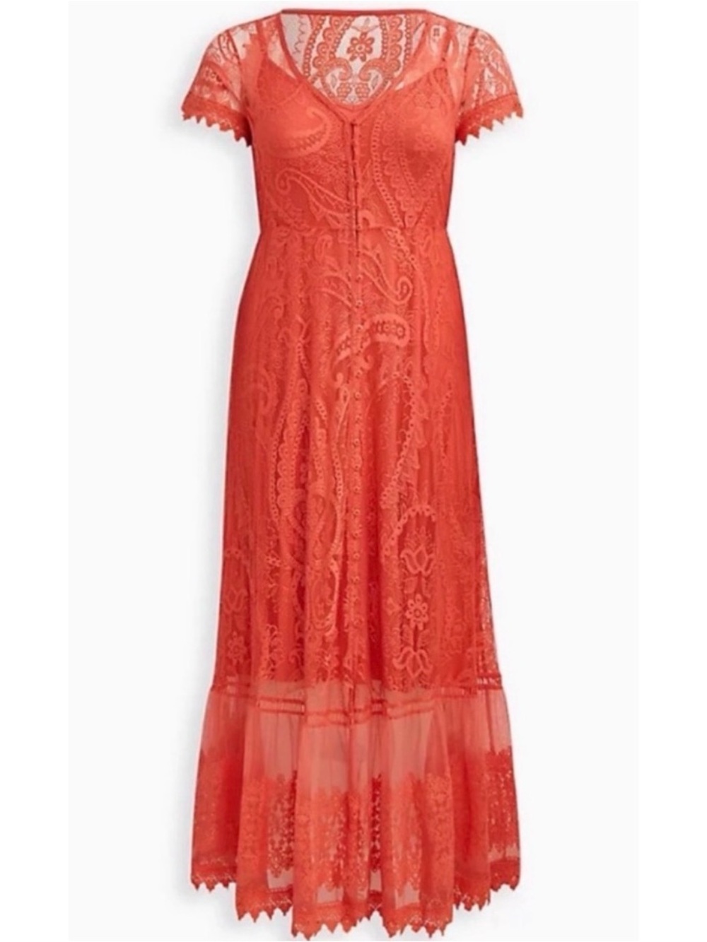 Torrid Coral Lace Maxi Dress - size 1